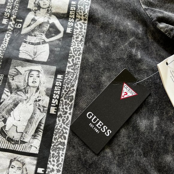 GUESS Y2K Style Model Photo Strip Photo Easy Tee NWT Black Soft Tee Size Large - Picture 6 of 9